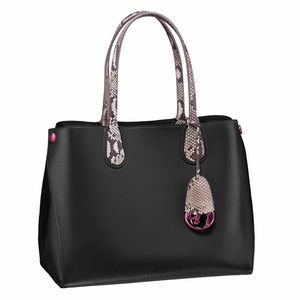 Authentic Christian Dior Addict tote handbag purse black and python trim